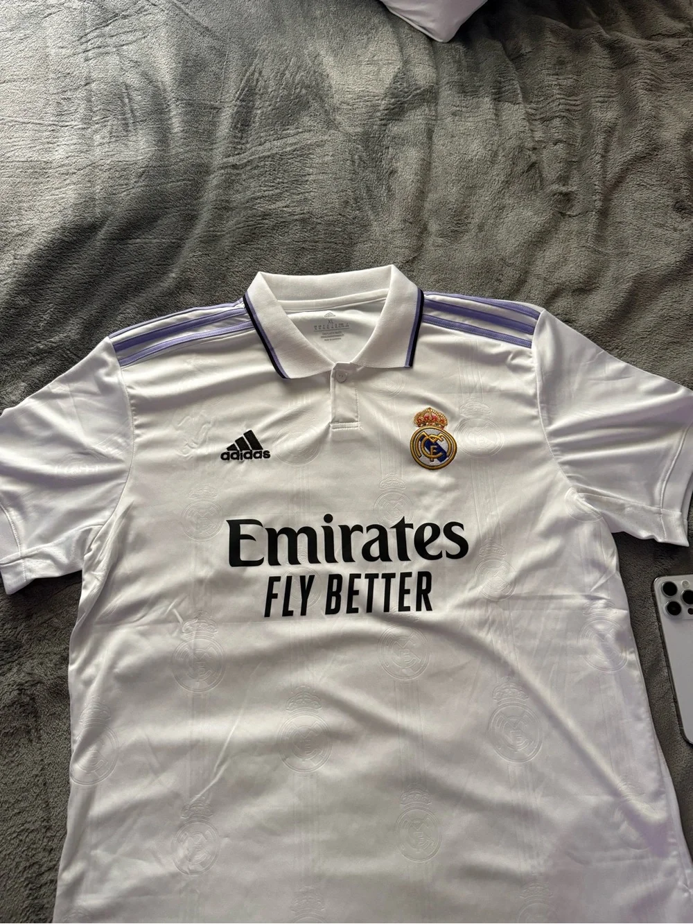 Real Madrid Adidas White Home Jersey - Emirates Fly Better Size XL Authentic